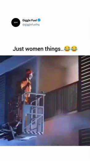 Giggle Fuel on Instagram: "📩DM For Credit /Removal In this video, a firefighter is seen standing on a hydraulic platform outside a building. Simultaneously, the video cuts to a young woman inside her room, who is busy picking out an outfit and getting ready. As she tries on different dresses and accessories in front of a mirror, the firefighter watches her through the window, appearing to wait for her to finish. Once she is fully dressed and ready with her bag and hat, she walks toward the balc