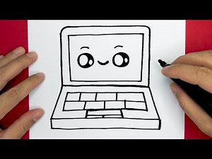 HOW TO DRAW A CUTE PORTABLE COMPUTER, DRAW CUTE THINGS