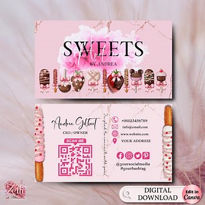 Bakery Cake Treats Business Card Template, DIY Business Card, Editable Printable Business Card Design, Cake Treats Business Card, Canva Edit - Etsy