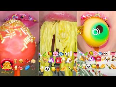 Satisfying ASMR Eating Emoji Food Compilation Mukbang