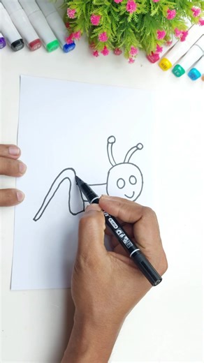 Easy Grasshopper Drawing Tutorial for Kids