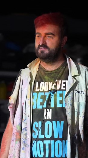 Watch Dan transform in front of your very eyes as he dives onto a paint-covered trampoline in slow mo. #Trampoline #SlowMo #Paint #SlowMo | The Slow Mo Guys