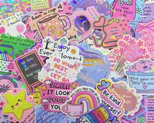 50pcs Holographic Motivational Self Care Stickers, Positive Affirmation Mental Health Sticker Pack for Journals, Laptops, Planners & Gifts - Etsy