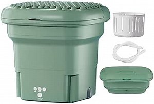 Portable Washing Machine, Mini Foldable Bucket Washer and Spin Dryer for Camping, RV, Travel, Small Spaces, Lightweight and Easy to Carry (Pink) (Green)