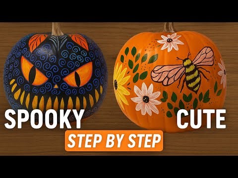 Step-by-Step Pumpkin Painting Tutorial | Spooky Face Pumpkin Painting