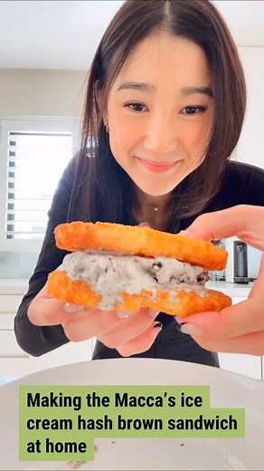 We made that viral #Macca’s ice cream hash brown sandwich at home. It didn’t disappoint.. . . . #food #snacks #mcdonalds #icecream #hashbrown #hasbrownsandwich #icecreamsandwich | Lifehacker Australia | Facebook