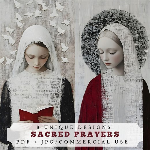 Sacred Prayers, Religious Junk Journal Pages, Printable Ephemera for Scrapbooking, Unique Digital Collage and Card-making Supplies - Etsy