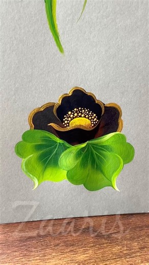 🖤👌One Stroke painting❣️Stunning BLACK GOLD flower acrylic 🎨🖌️ #shorts #blackgold #viral #art
