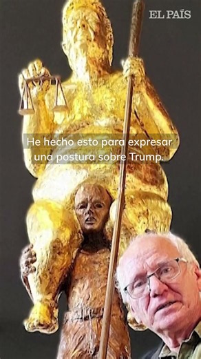 Una estatua dorada y desnuda de Trump se exhibe en el Parlamento Europeo