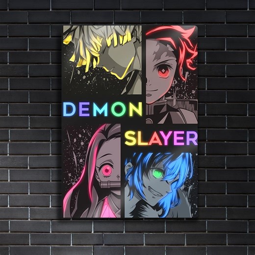 Demon Slayer Metal Poster Anime Wall Art Gift Tanjiro Nezuko Zenitsu Inosuke Steel Decor - Etsy