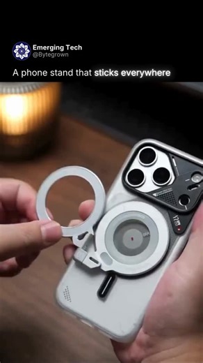 Bytegrown I Emerging Tech on Instagram: "Dual-axis rotation for any phone angle on MagSafe or metal surfaces This grip uses Halbach array magnets and attaches securely to phones or anywhere magnetic, with a 360° ball joint for smooth tilts At 1.13oz in aerospace aluminum, it handles daily use with a modular glow ring for nightstands, selfie grips, or stands—ideal for TikTok scrolls, video calls, kitchen recipes, or gym workouts without drops Tap the link for more details 🎥 Alumu #gadgetlovers #