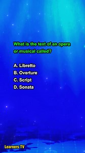 14K views · 223 reactions | What is the text of an opera or musical called? #learnerstv #knowledge #learning #education | Learners TV | Facebook