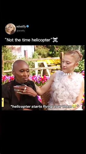 Ariana Grande comforting Cynthia Erivo when an helicopter passed by during their interview😭