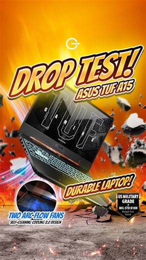 Drop test? Drop test. 🫡 Want a device that’s built to be tough? Get the ASUS TUF Gaming A15. Thanks to its military grade durability, you’ll be sure to take it with you wherever you go! Message us now to get yours! 💪 #GigaHertz | GigaHertz