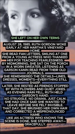 SHE LEFT ON HER OWN TERMS