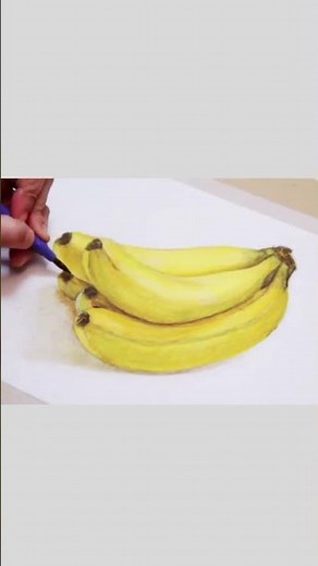 【アクリルガッシュ】アクリル絵の具・色鉛筆で描くバナナ