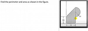 Find the perimeter and the area of the composite figure shown b... | Filo