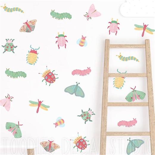 Bug Fabric Wall Decals, Girls Insect Stickers, Nursery Reusable and Removable Decor - Etsy