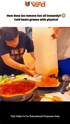 How Ice Removes HOT Oil Instantly 😳❄️Kitchen Physics Explained #shorts #viral