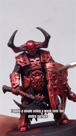 Angel GiraldeZ on Instagram: "Day 2 of 8 painting with new true metallic metal paints! Today I'm using Ruby Red and it’s incredibly easy to follow the BSL system with this range. Base, shade, and light all within the same chromatic family, and your metallic reds are done in just 3 simple steps. If you want to see the full miniature finished, you can watch the complete process on my YouTube channel. #paintingminiatures #miniatures #warhammercommunity #warhammer #miniaturespainting"