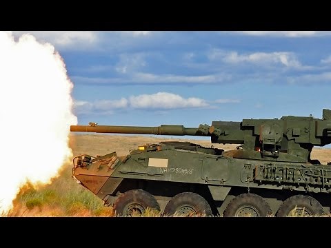 ストライカー装甲車 105mm戦車砲発射 - Stryker IAV 105mm Tank gun Firing