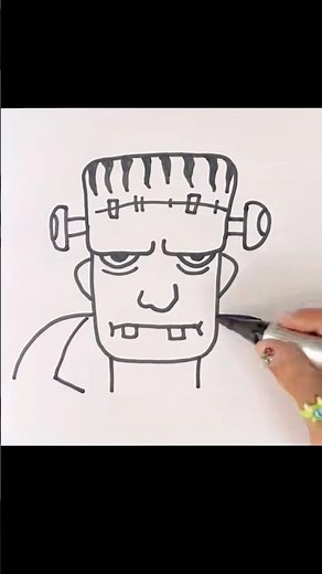 Draw Frankenstein | Halloween | Easy funny drawings of cartoons