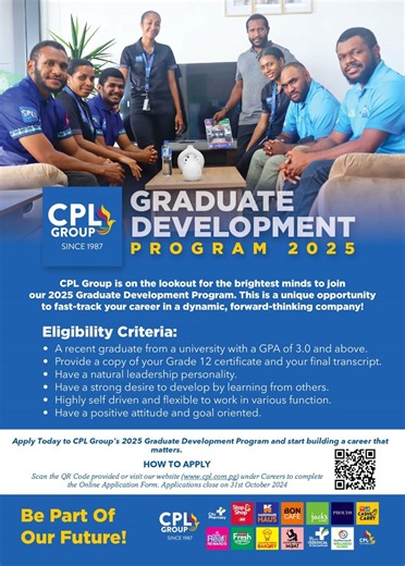 CPL Group is on the lookout for the brightest minds to join our 2025 Graduate Development Program. This is a unique opportunity to fast-track your career in a dynamic, forward-thinking… | CPL Group PNG | 115 comments