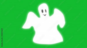 Green screen of a spooky ghost shaking and flying