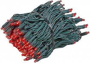 Novelty Lights 46.5 Feet 140 Light LED Chasing Christmas String, 16 Function Controller, Red on Green Wire, UL Listed for Indoor/Outdoor Use