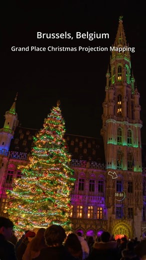 Brussels Grand Place Christmas Projection Mapping #timelapse #christmas #brussels