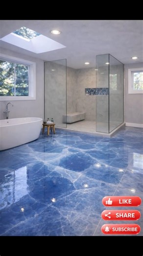 Walking on Ice This Bathroom Floor Transformation Is Unreal #epoxyfloor #interiordesign #dreamyspace