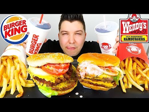 Burger King Triple VS Wendy's Triple Cheeseburger • Which One Better...?!?! • MUKBANG