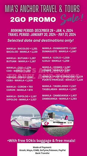 2GO Promo Travel Period 2024: Booking & Price List