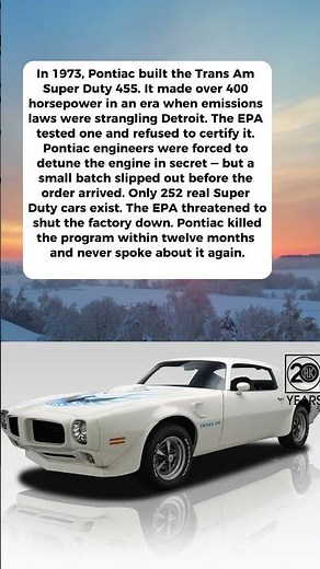 Pontiac Built A Trans Am So Powerful The EPA Shut Down The Factory In 1973
