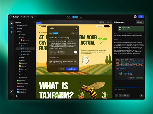 AI Coding Agent | AI Code Editor | AI Code Generator UI Design