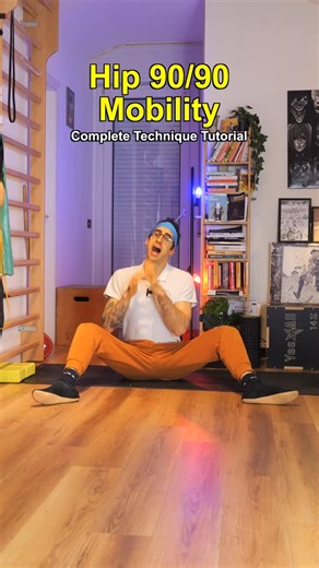 Coach Elia - Stretching & Handstand on Instagram: "The 90–90 stretch is one of the best exercises for hip flexibility, but most people make three mistakes that limit their progress. First, they rush the movement. When moving from one side to the other, keep it slow and controlled. The goal is to improve hip internal and external rotation, and that only happens when we actively spread the knees and control the transition. Second, they don’t apply enough pressure into the back hip. Lean slightly f