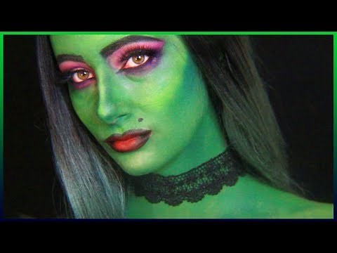 GLAM GREEN WICKED WITCH HALLOWEEN MAKEUP TUTORIAL | KOSMIC KRISTEN