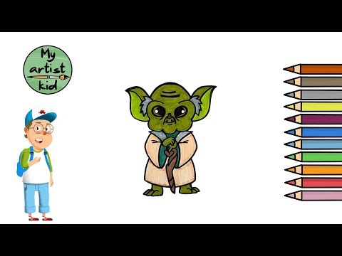 How to Draw Yoda (Star Wars) - Easy drawing, painting and coloring for kids