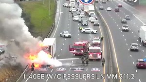 Semi engulfed in flames shuts down Nashville traffic on I-40