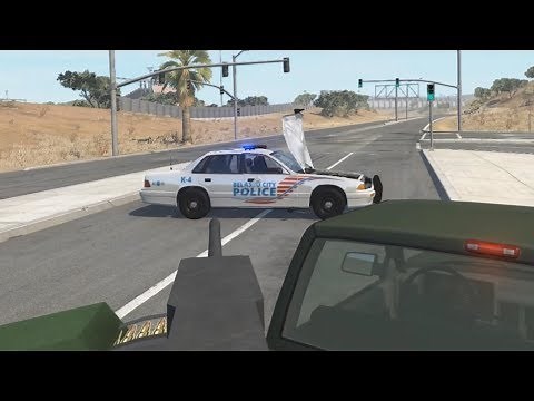 Machine Gun vs. Police 5 | BeamNG.drive