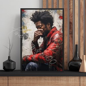 Afrocentric Wall Art Black Man Art Print African Inspired Cultural Home Decor Modern Black Wall Art Mancave, Framed Print Shipped, #pensive - Etsy