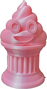 Znet3D Poop Emoji Trophy - Perfect Award or Gift - Handmade w/Additive Manufacturing - 6" inches Tall - Featuring a Solid Poop Emoji Secured on a Column Pilla (Silk Pink)