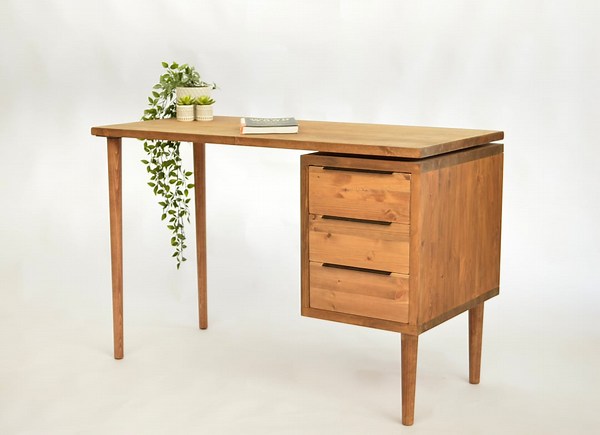 Simple Desk With Drawers, Reclaimed Wood Handmade Desk, Scandi Style With Danish Wooden Tapered Legs, Colour Choices HARVEY - Etsy UK
