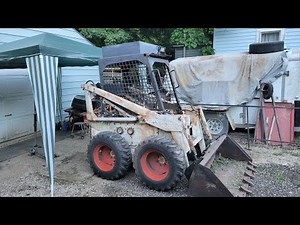 My 610 Bobcat skid steer Move in it from the backyard to start working on it