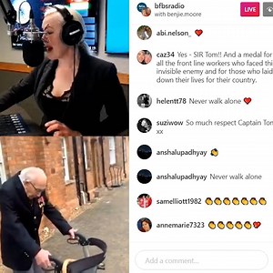 187K views · 852 reactions |  | Captain Tom is our hero. This legend took his 110th lap LIVE, on BFBS Radio's Instagram today. All while we played Michael Ball's new charity single, featuring the main man himself. | BFBS Radio | Facebook
