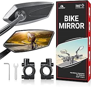 Hipeak Bike Mirror, Handlebar Rearview Mirror 1 Pair, Rear View 360° Wide Angle Adjustable Bicycle Mirrors for Field Vision