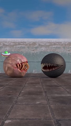 Alien robot pacman vs monsters 👽🛸🤖🔫🍐🍌 #shorts #pacman #robotpacman