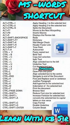 Imaging Shortcut for Word 🤭🥰 #computereducation #computer #msword