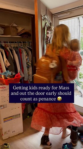 4.2K views · 108 reactions | Getting kids ready for Mass and out the door early should count as penance 藍 JK JK but we struggle since we don’t leave the house early any other day of the week so I’m always waking them up and scrambling Praying we get into a better morning routine before Holy Mass  any other Catholic moms relate? 浪 | Birgitta Cook | Facebook