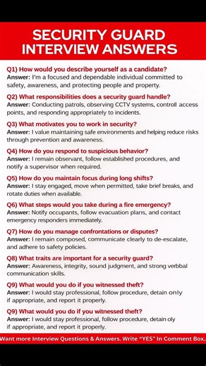 SECURITY GUARD INTERVIEW ANSWERS
